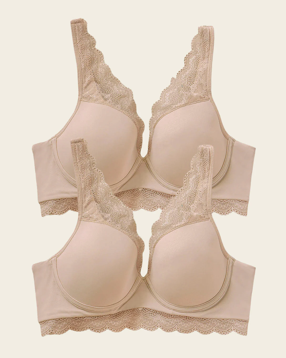 2-Pack Deep Coverage Soft Lightly-Lined Lace Underwire Bras - Image 6