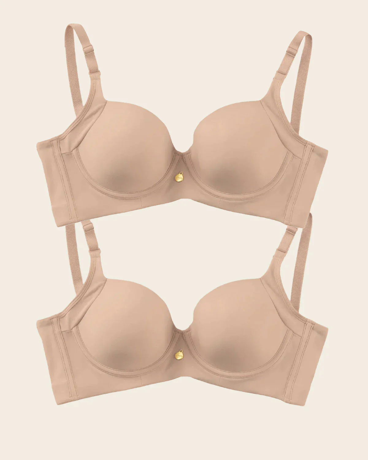 2-Pack High Profile Back Smoothing Bras with Soft Full Coverage Cups