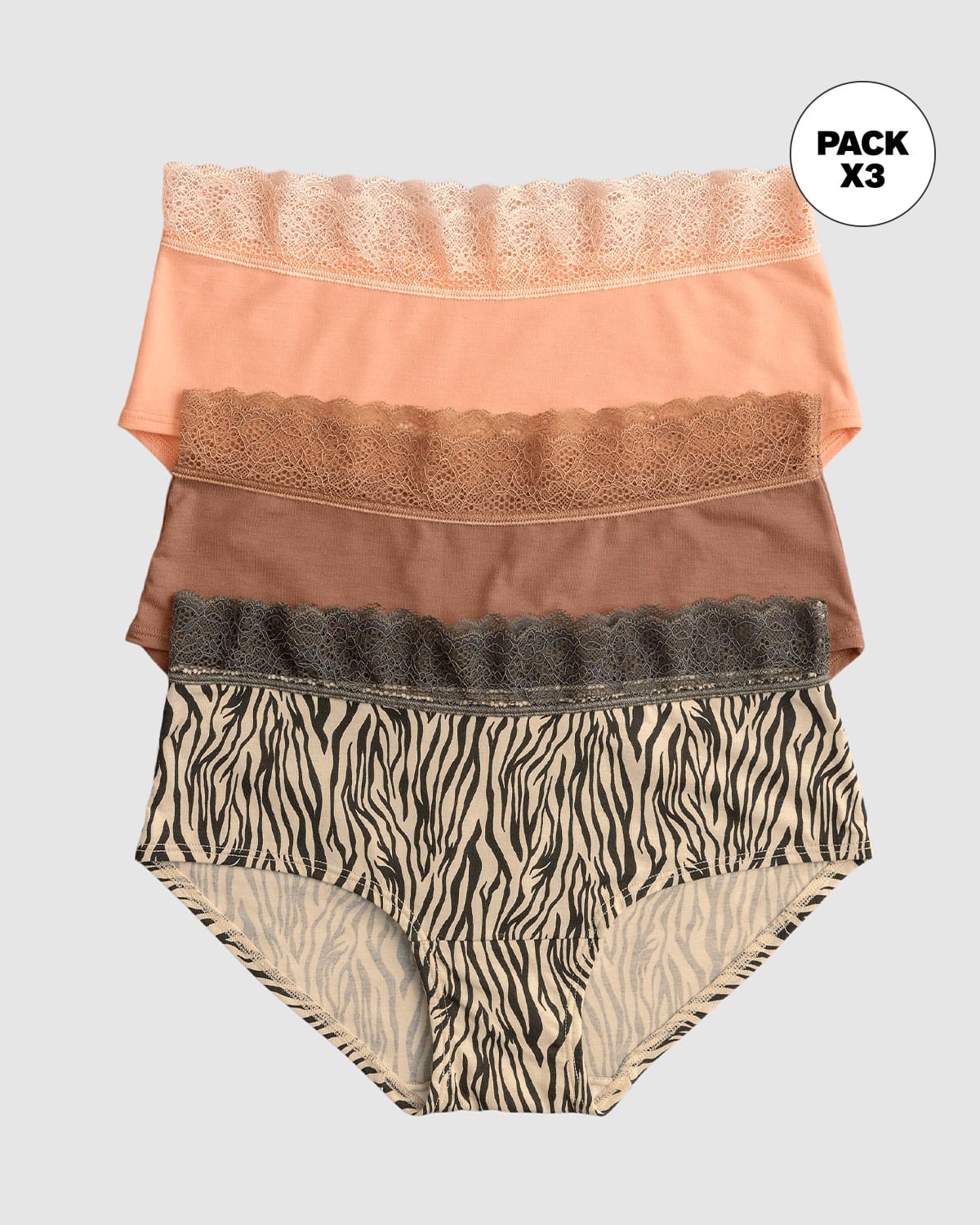 3-Pack Lace Trim Hipster Knickers in Stretch Cotton - Image 11