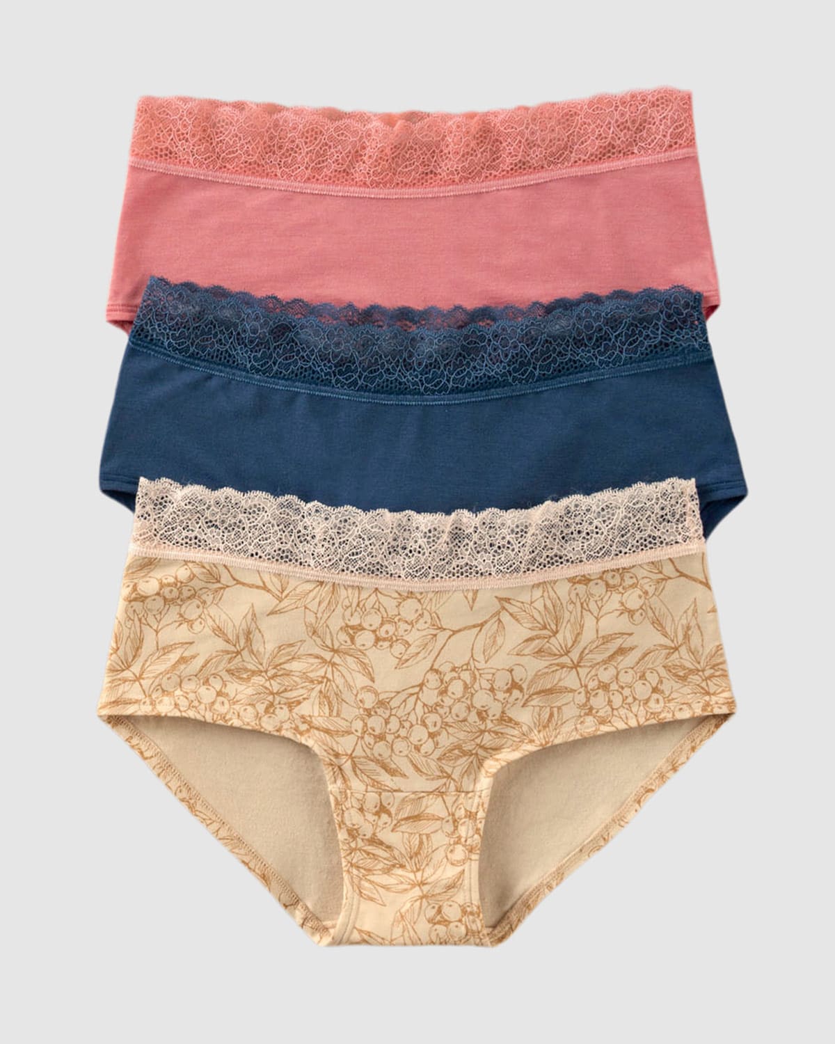 3-Pack Lace Trim Hipster Knickers in Stretch Cotton - Image 20