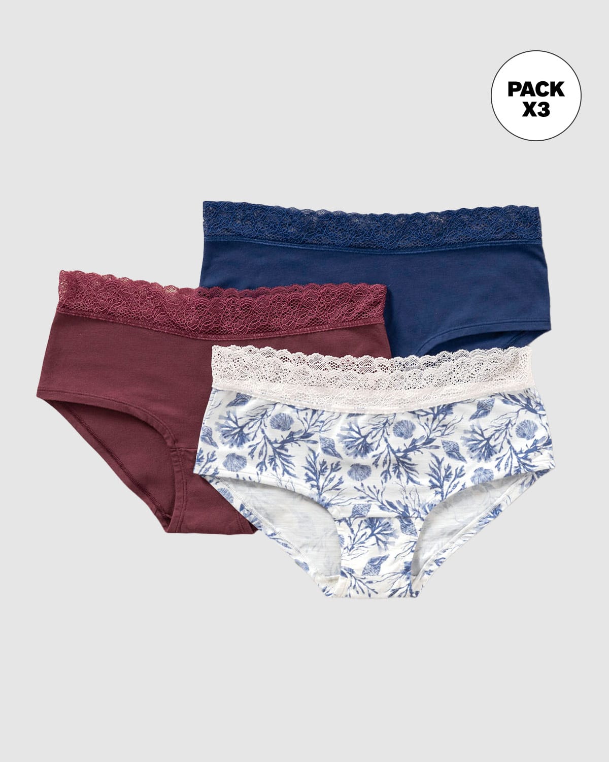 3-Pack Lace Trim Hipster Knickers in Stretch Cotton - Image 33