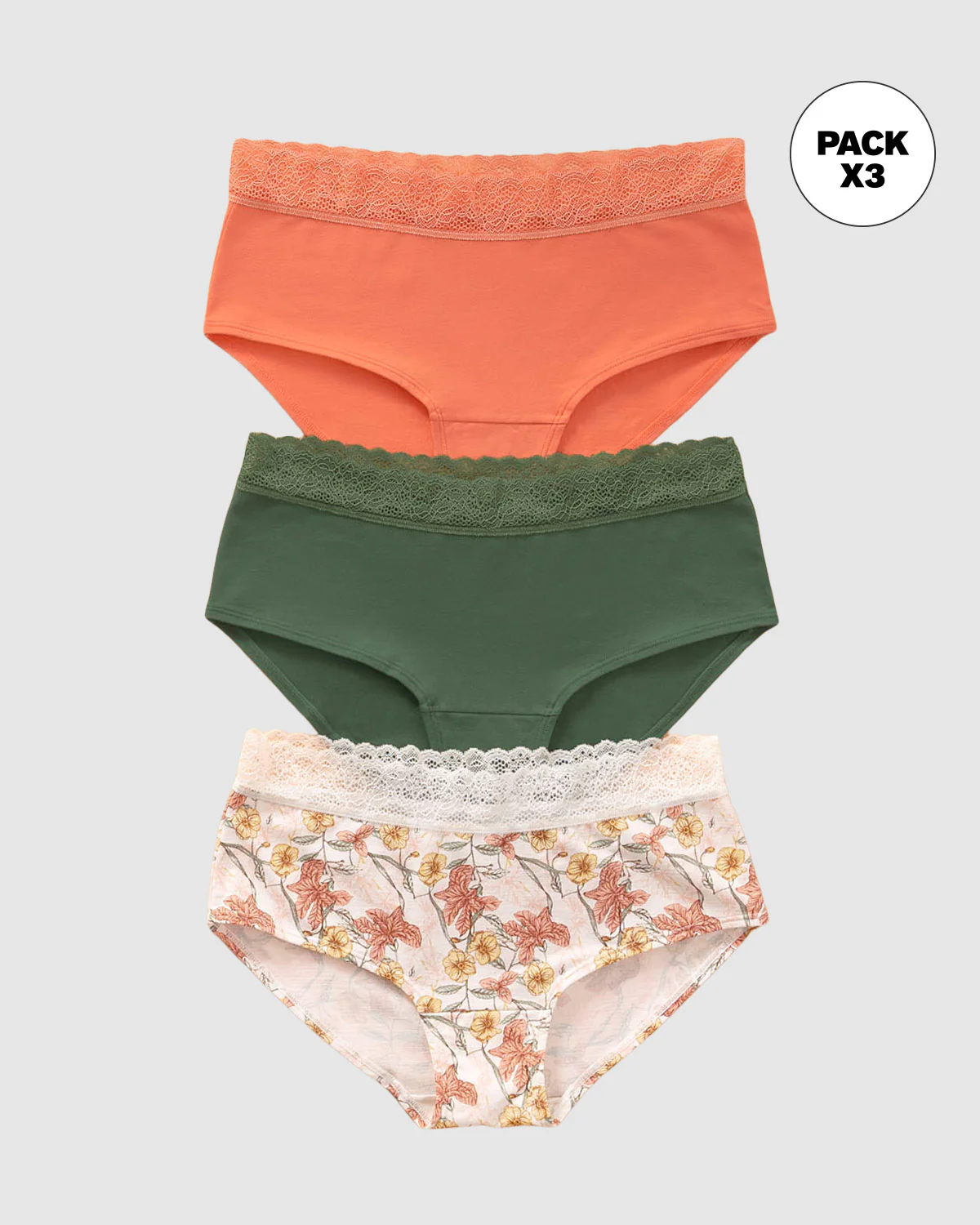 3-Pack Lace Trim Hipster Knickers in Stretch Cotton - Image 37
