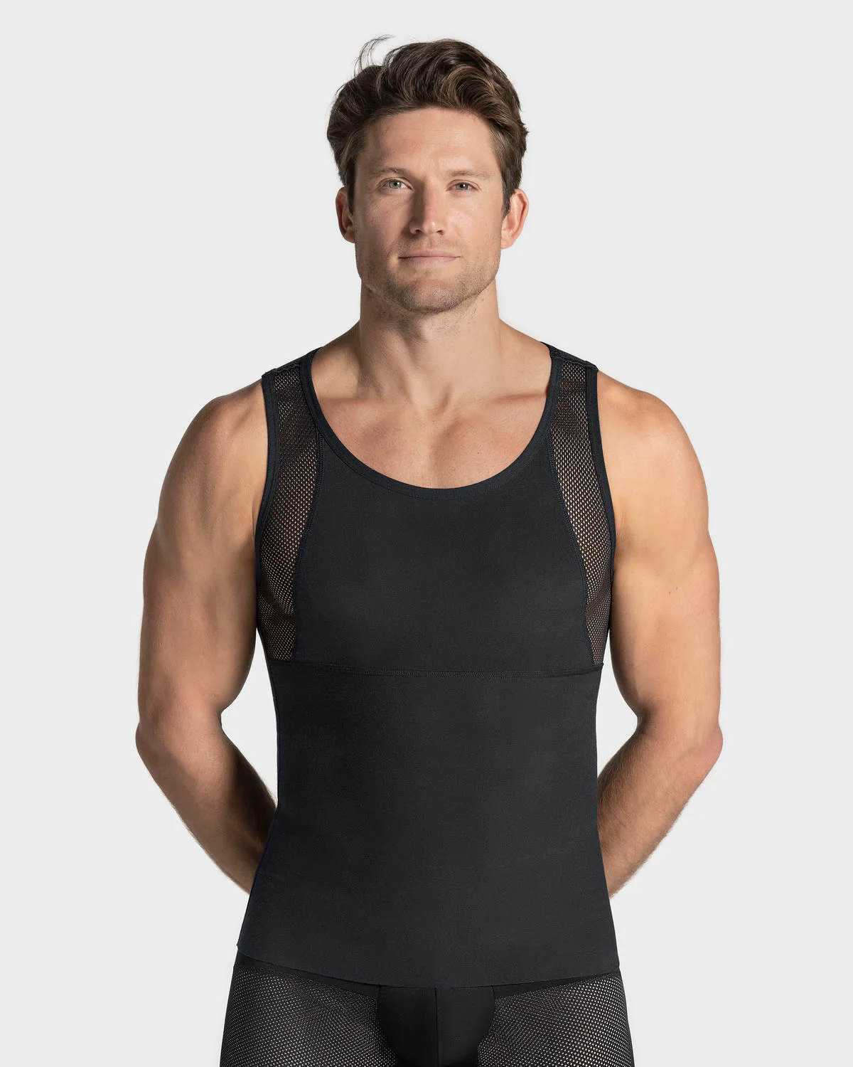 3-Pack of Stretch Cotton Firm Compression Shaper Tanks with Mesh Cutouts - Image 3