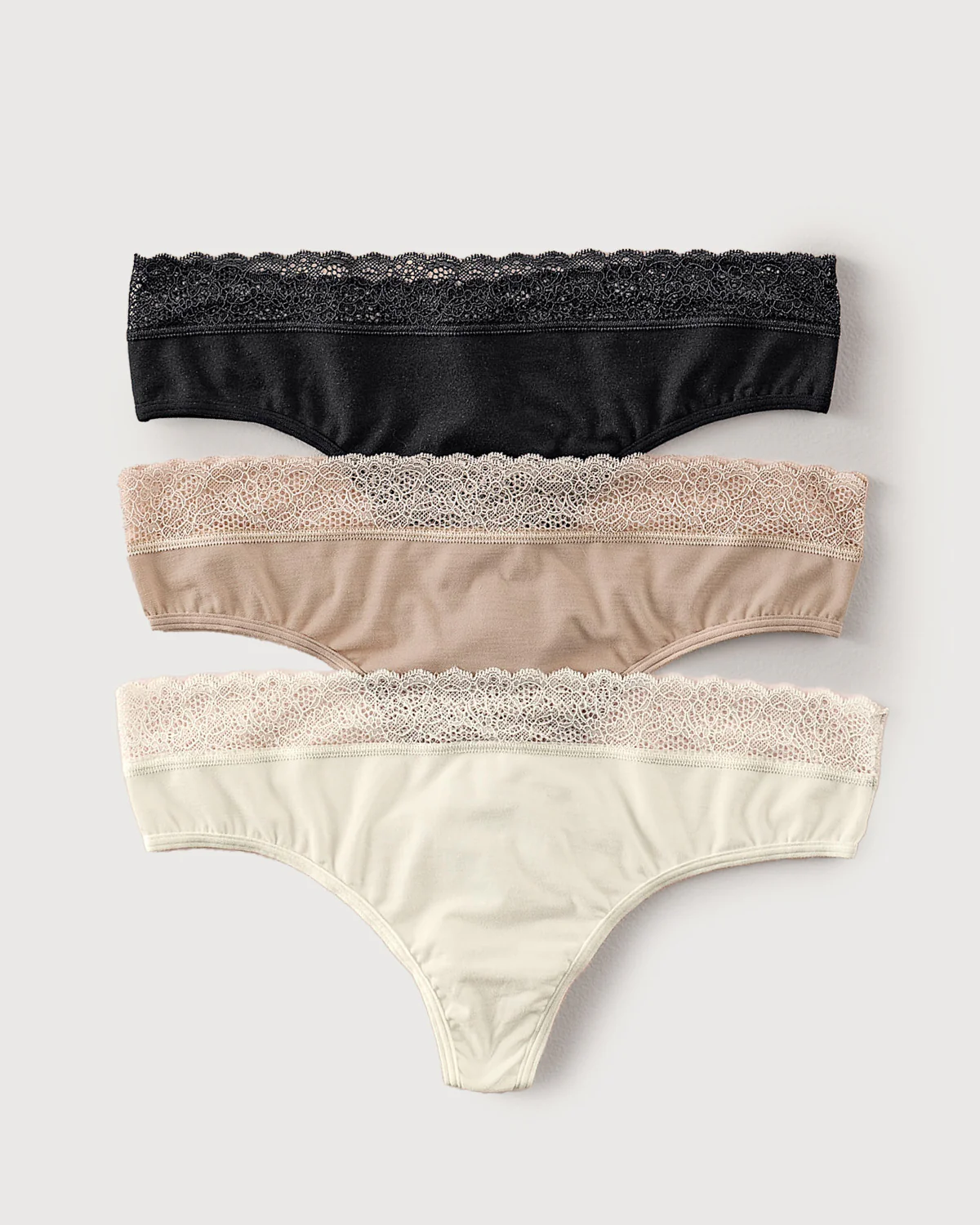 3-Pack Thong Knickers with Lace Detail