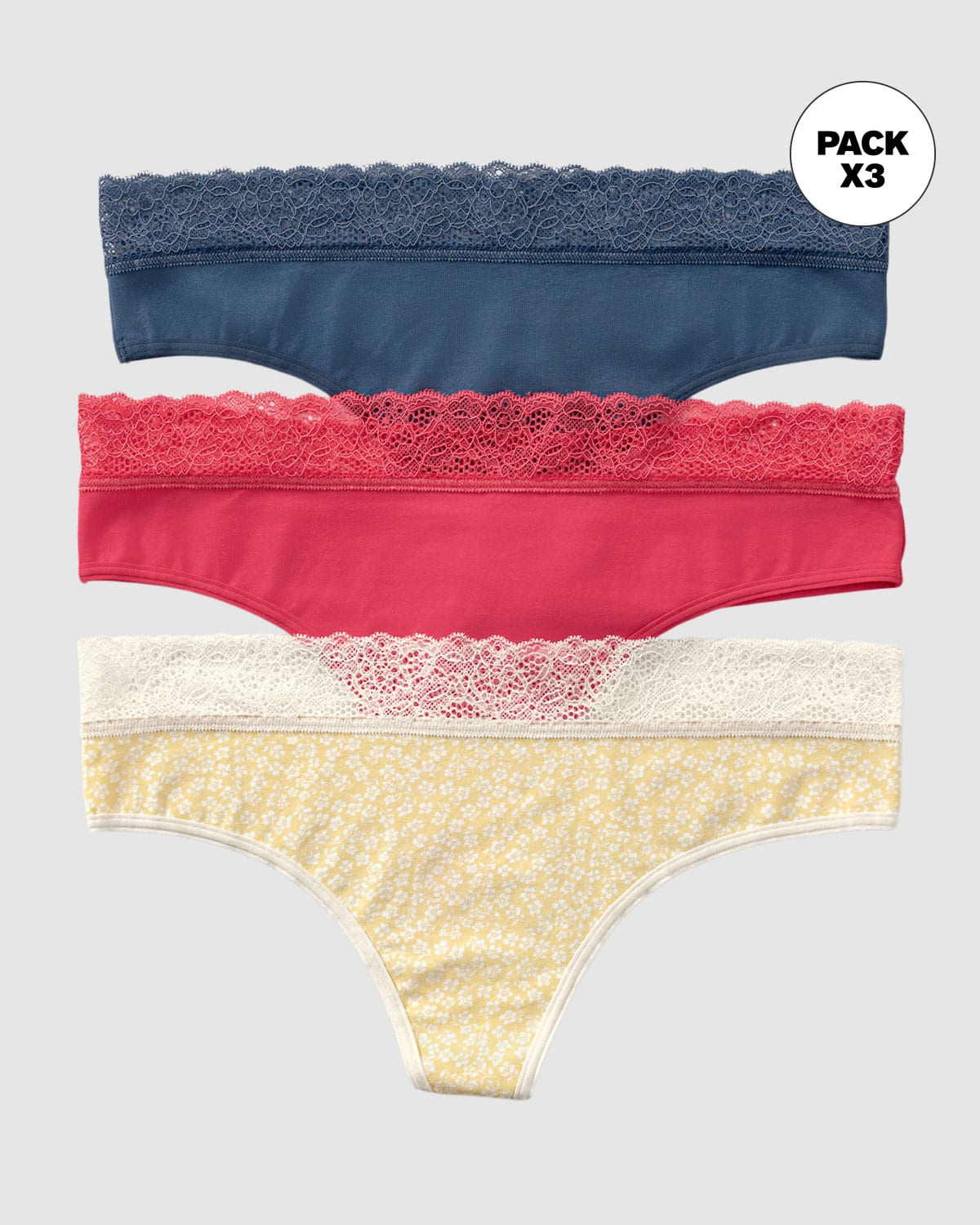 3-Pack Thong Knickers with Lace Detail - Image 31