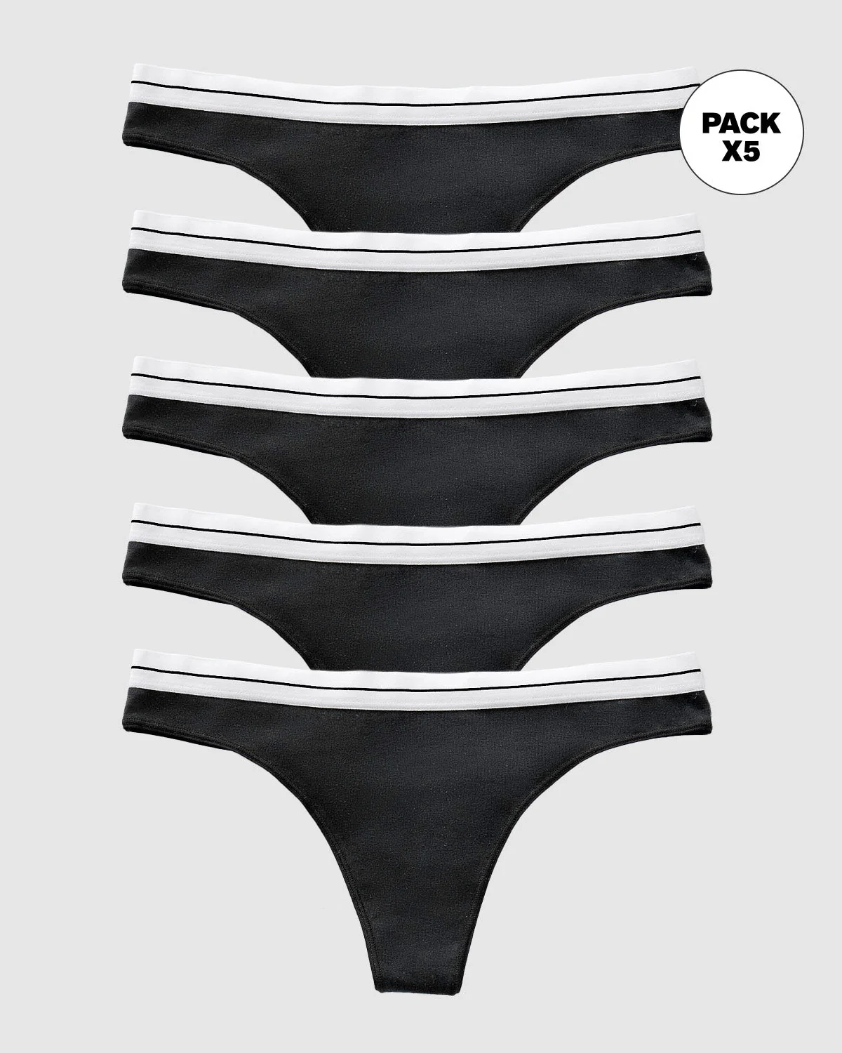 5-Pack Stretch Cotton Contrast Waistband Thongs - Image 7