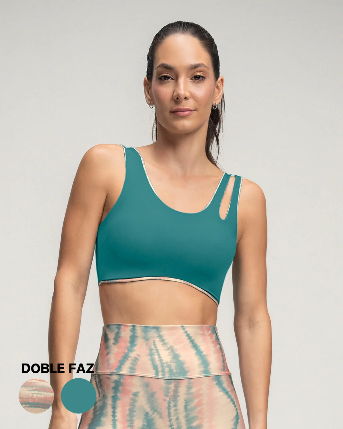 Asymmetrical reversible sports bra