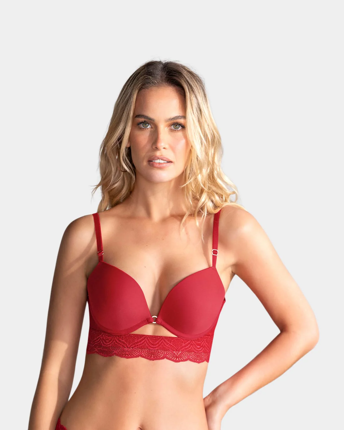 Front Cutout Demi-Cup Double Push Up Bra - Image 23