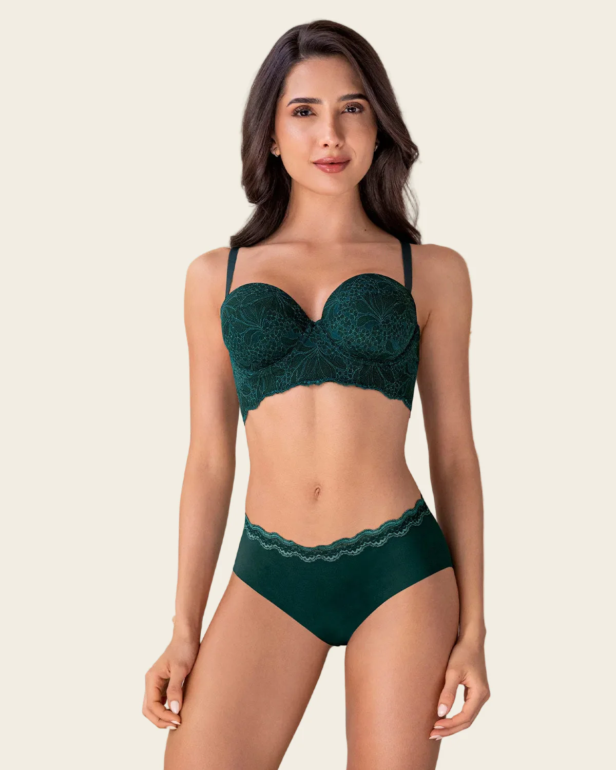 Lace Balconet-Style Push Up Bra with Wide Underbust Band  - Image 17