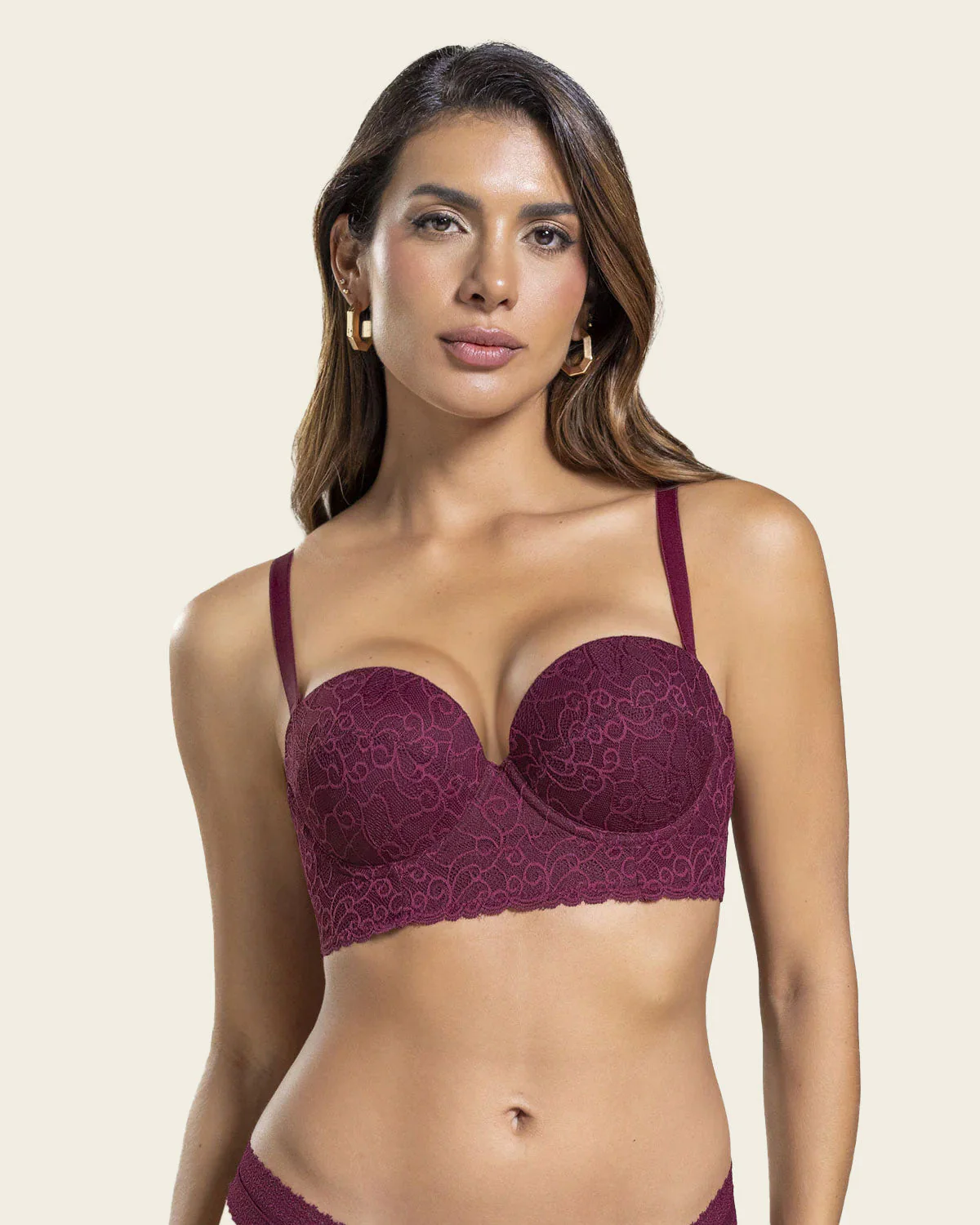 Lace Balconet-Style Push Up Bra with Wide Underbust Band  - Image 19