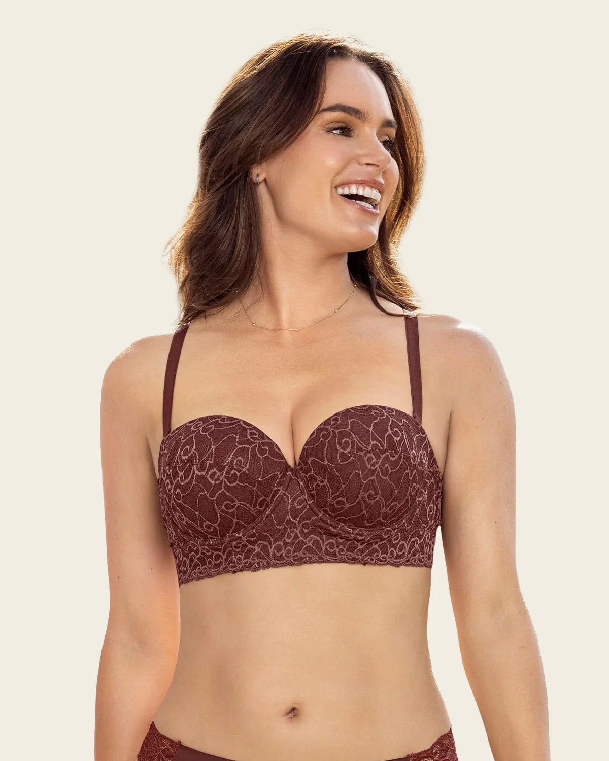 Lace Balconet-Style Push Up Bra with Wide Underbust Band  - Image 43