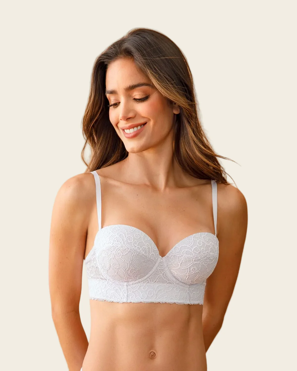 Lace Balconet-Style Push Up Bra with Wide Underbust Band  - Image 6