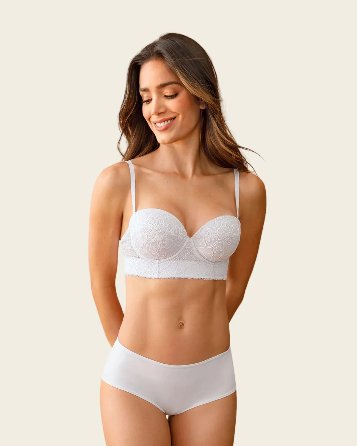 Lace Balconet-Style Push Up Bra with Wide Underbust Band  - Image 8