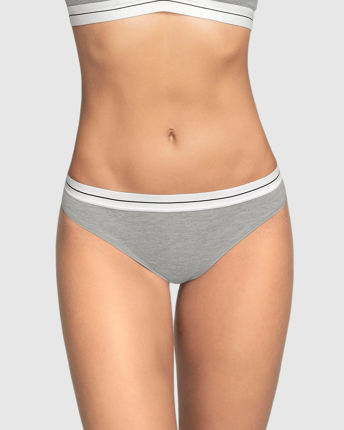 Marled Stretch Cotton Thong with Contrast Waistband - Image 2