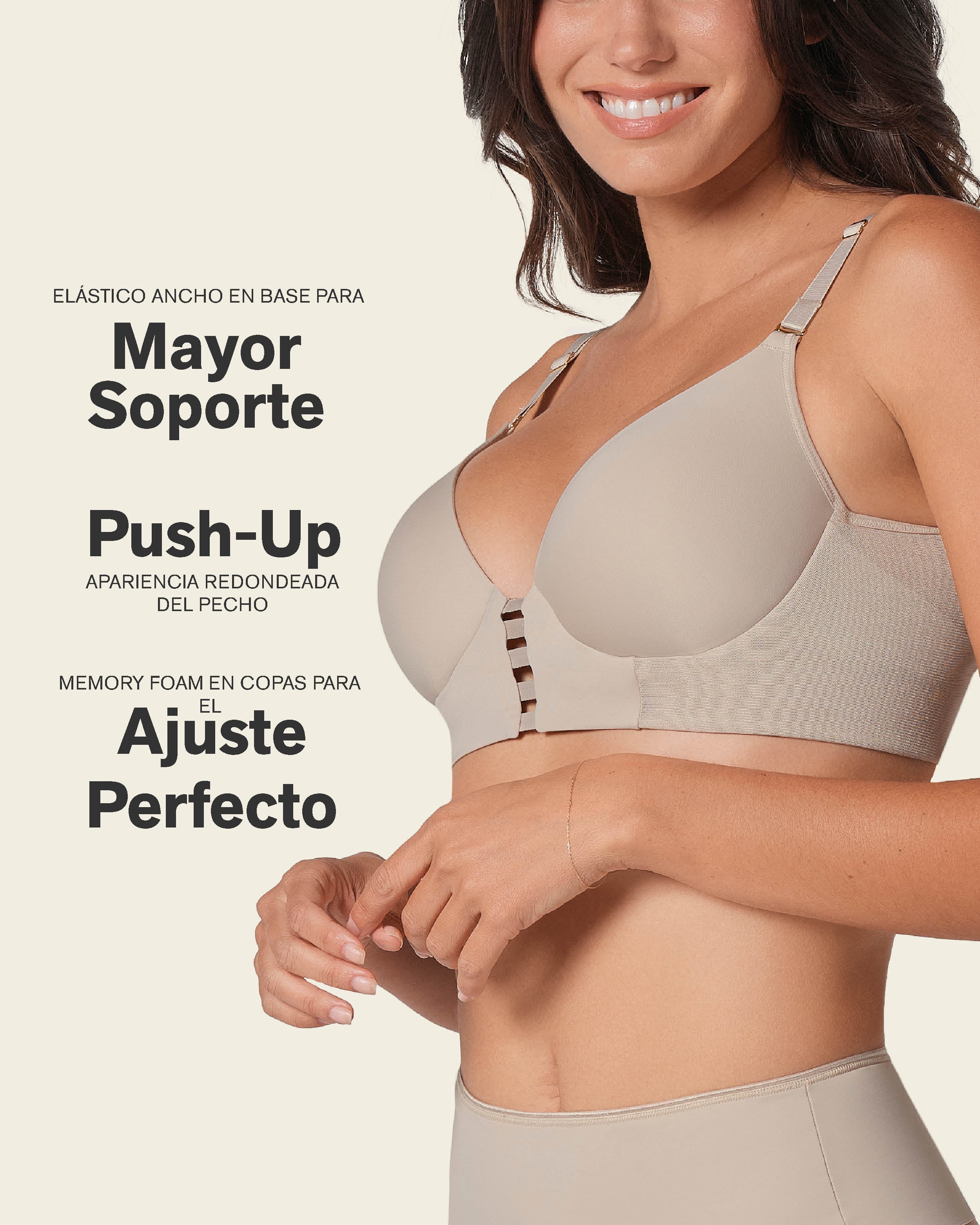 Memory Foam Push-Up Underwire Bustier Bra with Strappy Front - Image 3