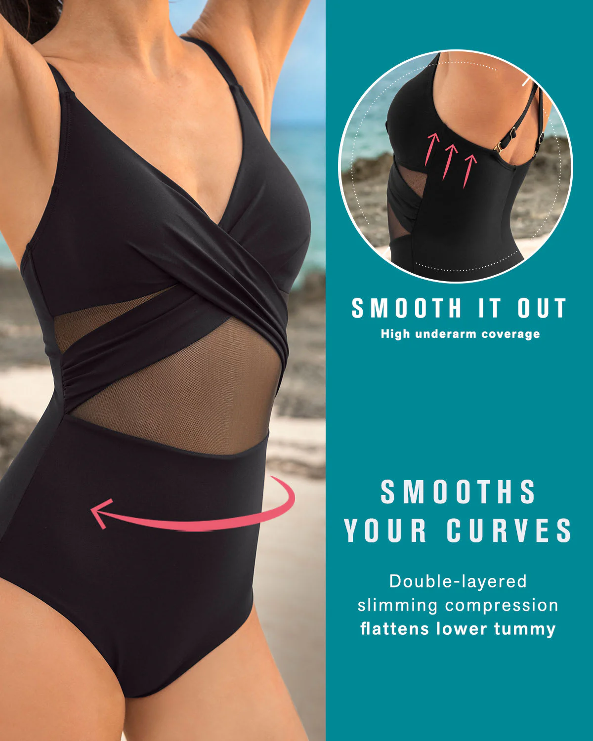 Sheer Details One-Piece Slimming Swimsuit - Image 11
