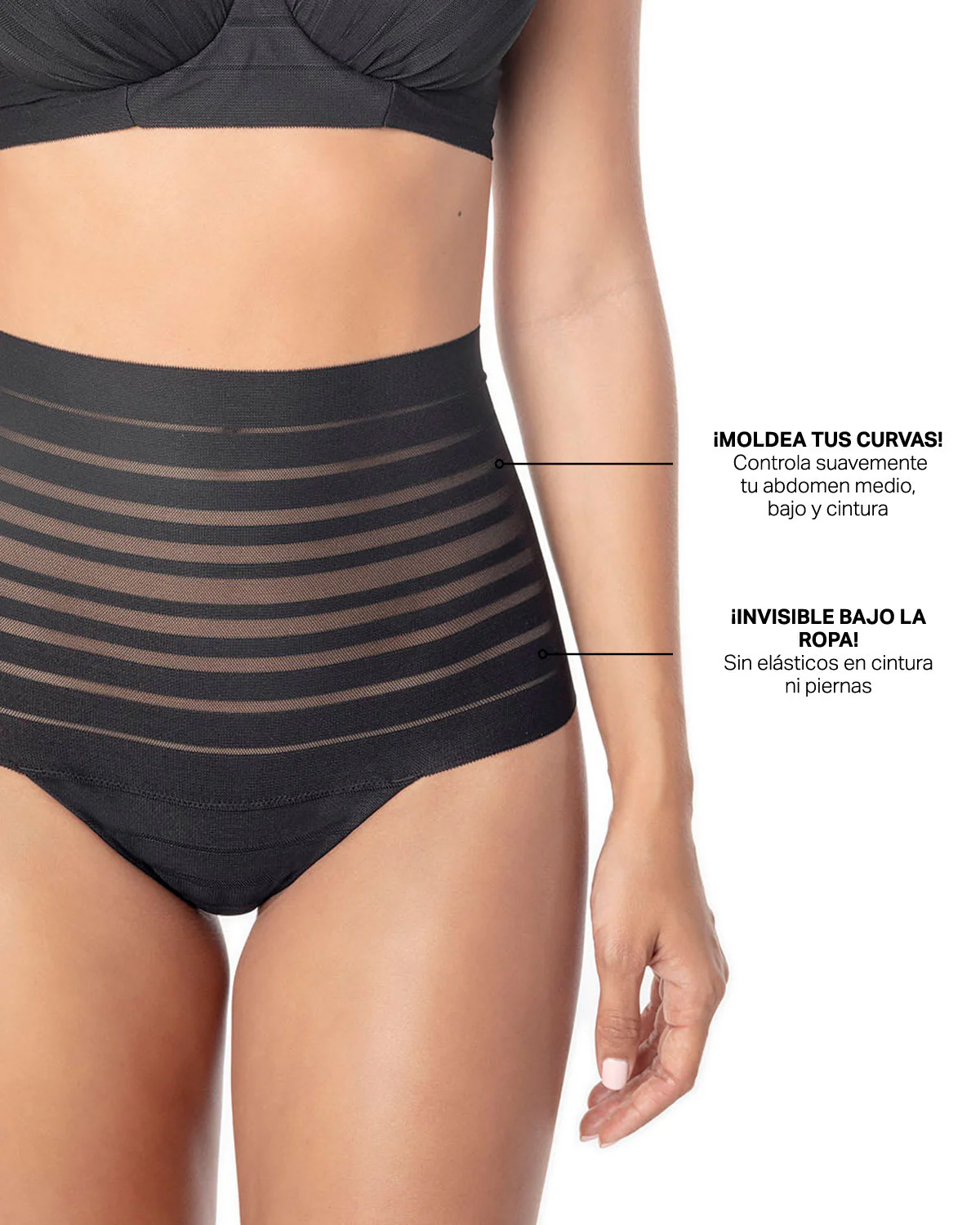 Slimming Lace Stripe High-Waisted Thong knicker - Image 14