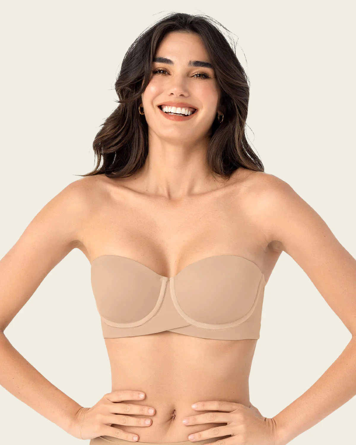 Strapless Contouring Lined Bra with Criss-Cross Underbust Band