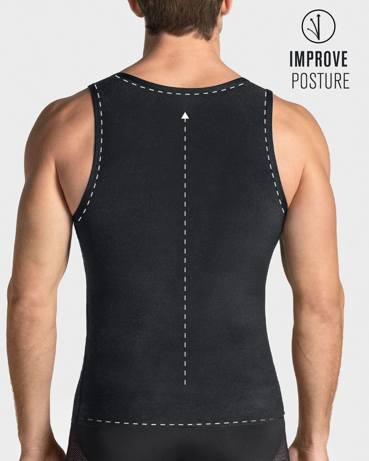 Stretch Cotton Moderate Compression Shaper Singlet with Mesh Cutouts - Image 3